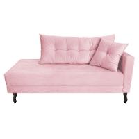 Kit Diva Recamier Azura 140cm Lado Direito e 02 Poltronas Classic Suede Rosabebê - 6