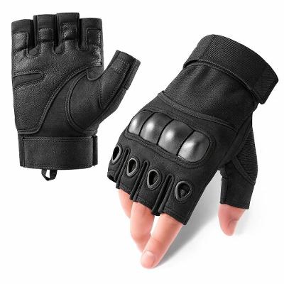 Luva Tática Militar Meio Dedo Antiderrapante Com Proteção Rígida E Ajuste Em Velcro Preto