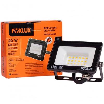 Refletor Led Foxlux 20w 3000k Bivolt Preto