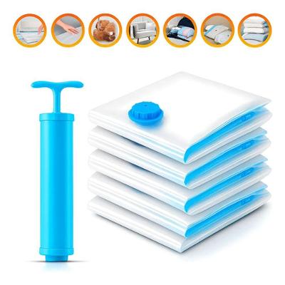 Kit 5 Sacos A Vácuo Para Roupas Com Bomba Manual Compressão 80%