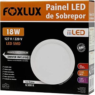 Painel Led Foxlux Redondo Sobrepor 18w 6500k Bivolt Branco