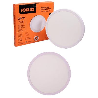 Kit 2 Painel Led Foxlux Redondo Sobrepor 24w 4000k Branco