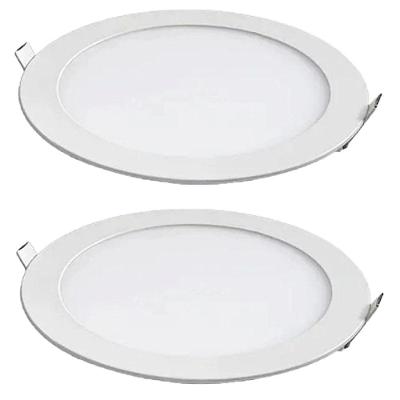 Kit 2 Painel Led Foxlux Redondo Embutir 12w 3000k Biv Branco