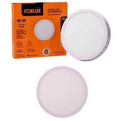 Kit 2 Painel Led Foxlux Redondo Sobrepor 18w 4000k Branco