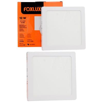 Kit 2 Painel Led Foxlux Quadrado Sobrepor 12w 3000k Branco