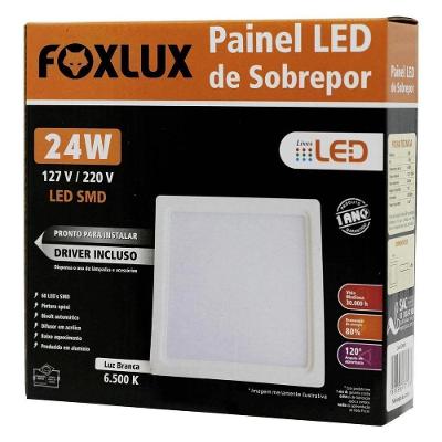 Painel De Led Bivolt Foxlux Quadrado Sobrepor 24w 6500k