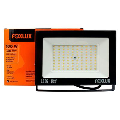 Refletor Led Foxlux Bivolt 100w 3000k Preto
