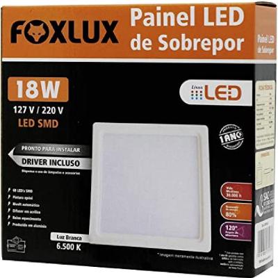 Painel De Led Bivolt Foxlux Quadrado Sobrepor 18w 6500k