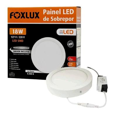 Painel De Led Bivolt Foxlux Redondo Embutir 18w 6500k
