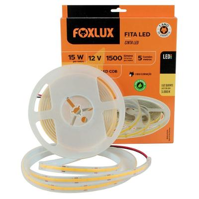 Fita Led Foxlux Cob Ip65 15w 3000k 12v 5m