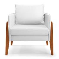 Kit 1 Sofá Namoradeira E 2 Poltronas Lana ino Branco Base De Madeira - D'Rossi - 6