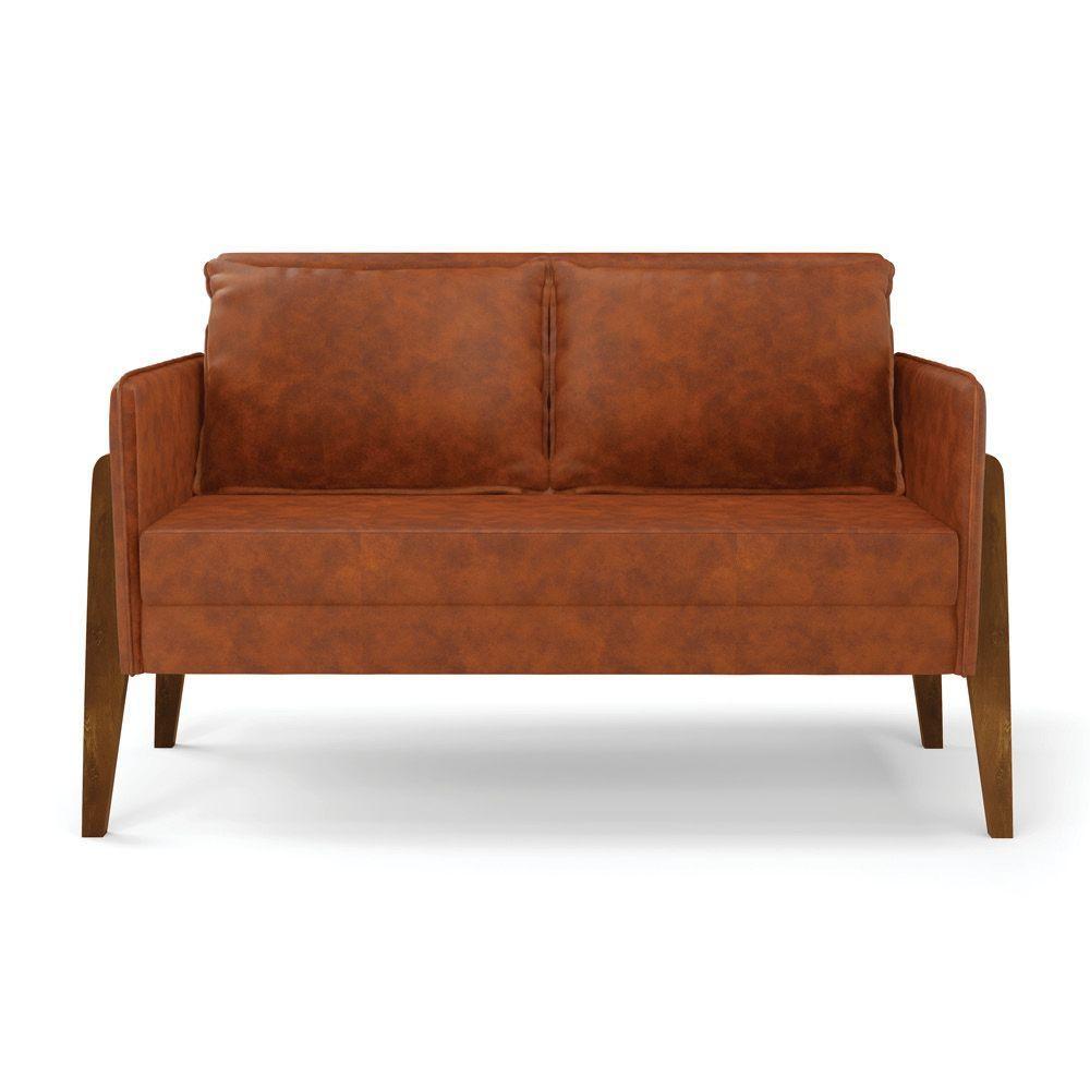 Kit 1 Sofá Namoradeira E 2 Poltronas Lana ano Base De Madeira - D'Rossi Nozes - 7