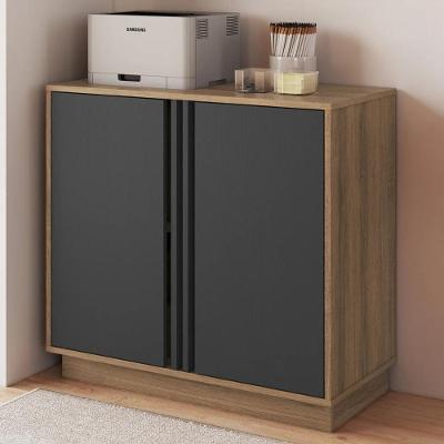 Balcão Para Escritório 80cm 2 Portas Rael Mel/grafite F10 - Mpozenato