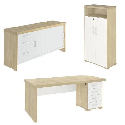 Conjunto Escritório 3 Peças Mesa Lado Direito Corp A06 Carvalho-branco - Mpozenato