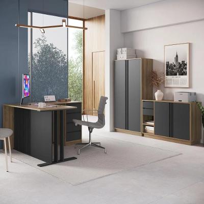 Escrivaninha Em L Armário E Balcão Rael Mel/grafite F10 - Mpozenato