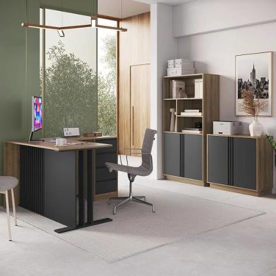 Escrivaninha Em L Estante E Balcão Rael Mel-grafite F10 - Mpozenato