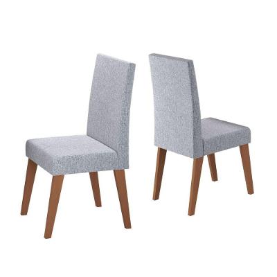 Conjunto Sala De Jantar Com 2 Cadeiras Estofadas Linho Milano Madeirado / Cinza