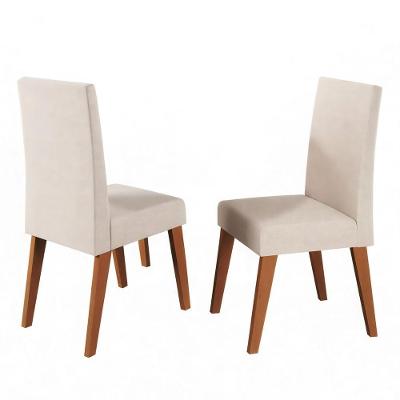 Conjunto Sala De Jantar Com 2 Cadeiras Estofadas Veludo Milano Madeirado / Marfim