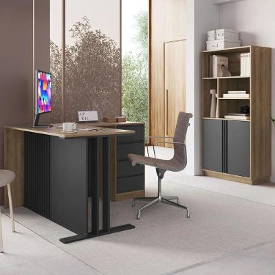 Escrivaninha Em L E Estante 2 Portas Rael Mel/grafite F10 - Mpozenato