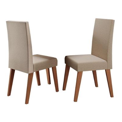 Conjunto Sala De Jantar Com 2 Cadeiras Estofadas Linho Milano Madeirado / Bege