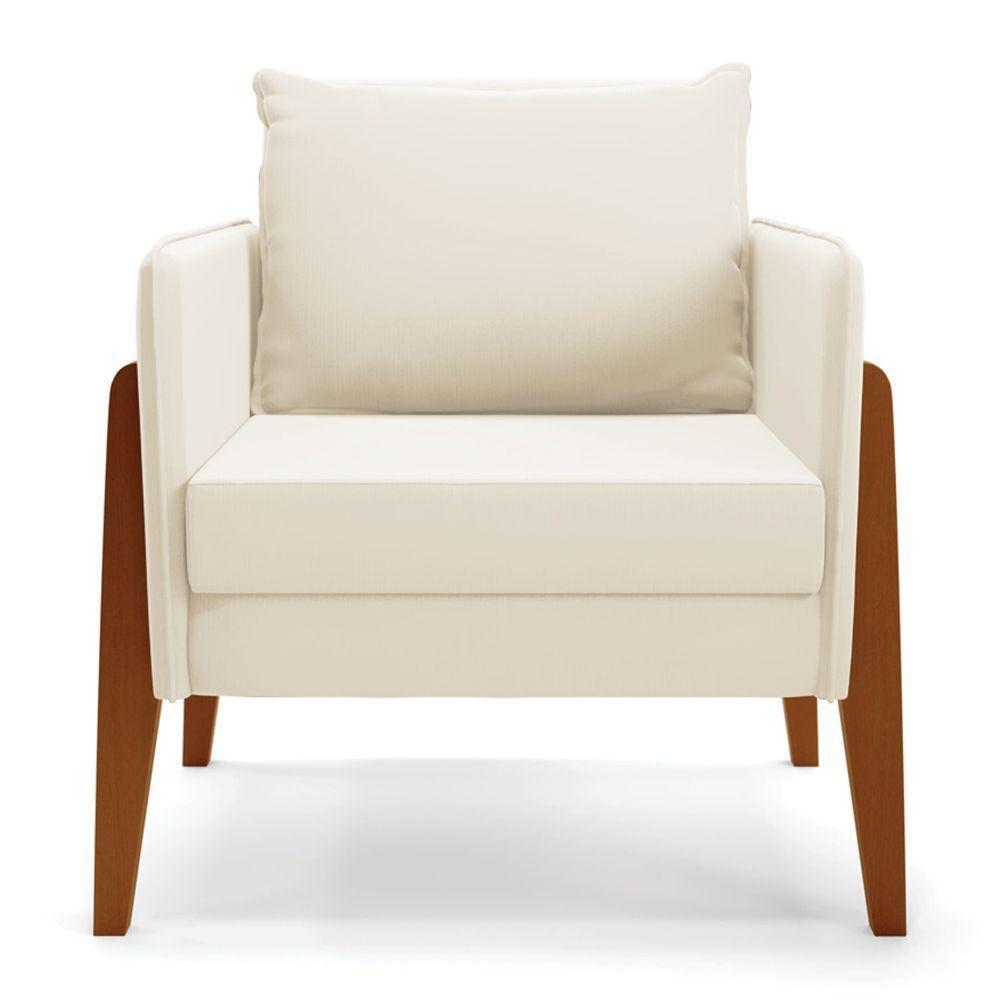 Kit 1 Sofá Namoradeira E 1 Poltrona Lana Veludo Bege Base De Madeira - D'rossi - 6