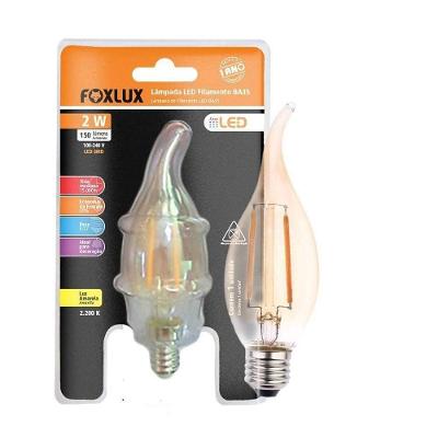 Lâmpada De Filamento Foxlux Vela Chama E-14 Ba35 2w Bivolt