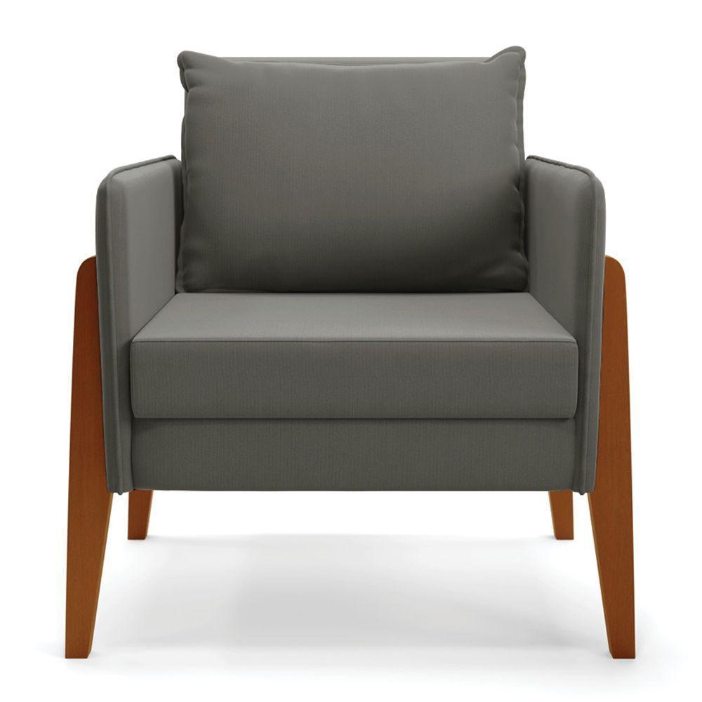 Kit 1 Sofá Namoradeira E 1 Poltrona Lana Suede Grafite Base De Madeira - D'rossi - 6