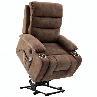 Poltrona Reclinável Elétrica Lift Com Elevação Niara Veludo Marrom C01 - Mpozenato