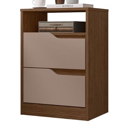 Mesa De Cabeceira Sole 2 Gavetas Flex Nogueira-capuccino - Móveis Albatroz