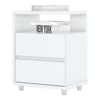 Mesa De Cabeceira Campeche 2 Gavetas Branco - Móveis Henn