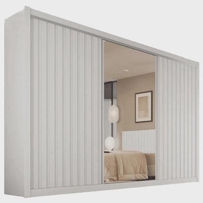Guarda Roupa Casal Ripado Com Espelho - York-branco - Móveis Europa