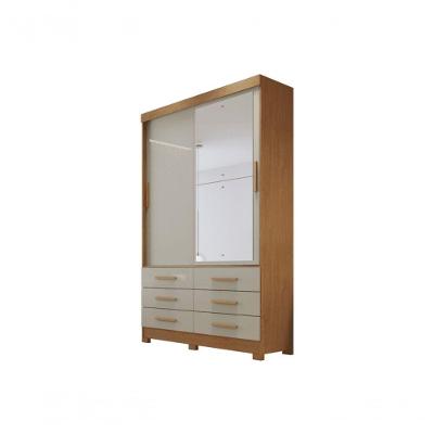 Guarda Roupa Solteiro Com Espelho 2 Portas 6 Gavetas - Capri-cumaru/fendi - Móveis Novo Horizonte