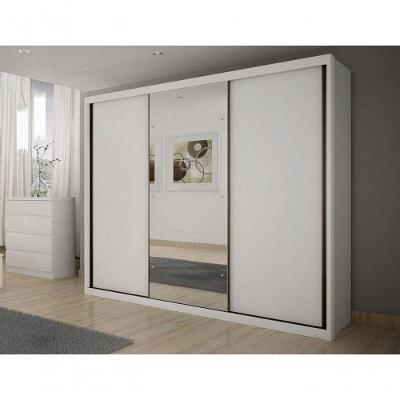 Guarda Roupa Casal Com Espelho 3 Portas 6 Gavetas - Paradizzo Gold-branco - Móveis Novo Horizonte