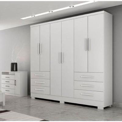 Guarda Roupa Solteiro Com Pés 6 Portas 6 Gavetas - Berlim-branco - Móveis Novo Horizonte