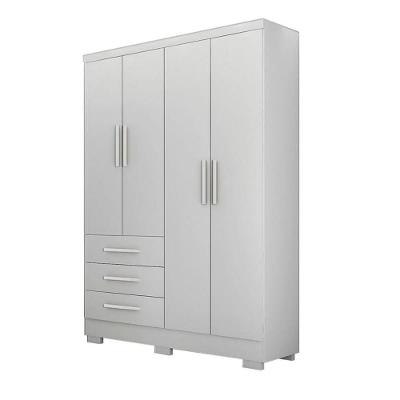 Guarda Roupa Solteiro Com Pés 4 Portas 3 Gavetas - Encant-branco - Móveis Novo Horizonte