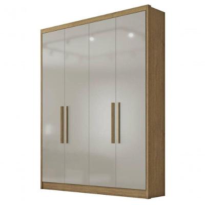 Guarda Roupa Solteiro 4 Portas 3 Gavetas - Moderni -cumaru/fendi - Móveis Novo Horizonte