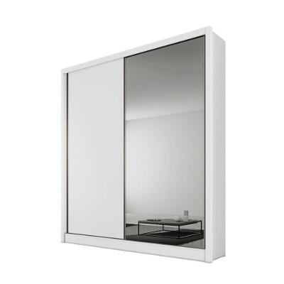 Guarda Roupa Solteiro Com Espelho Mdf 3 Gavetas - Virtus -branco - Móveis Novo Horizonte