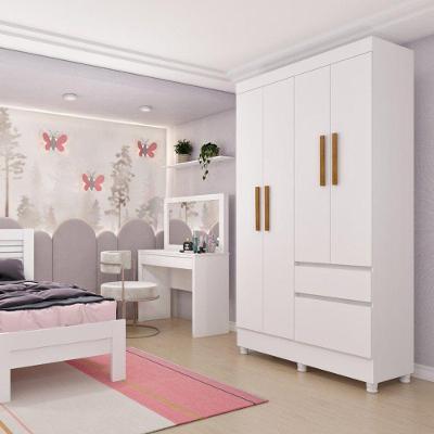 Guarda Roupa Solteiro Com Pés 4 Portas 2 Gavetas - Oregon-neve - Tcil Móveis