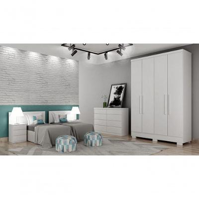 Guarda Roupa Solteiro Com Pés 4 Portas 2 Gavetas - Milly-branco - Móveis Novo Horizonte