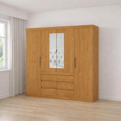 Guarda Roupa 4 Portas 6 Gavetas 2 Espelhos Xline -grand Line