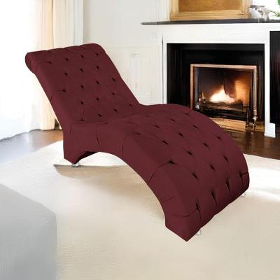 Espreguiçadeira Relaxante Para Descanso P02 Suede Bordô