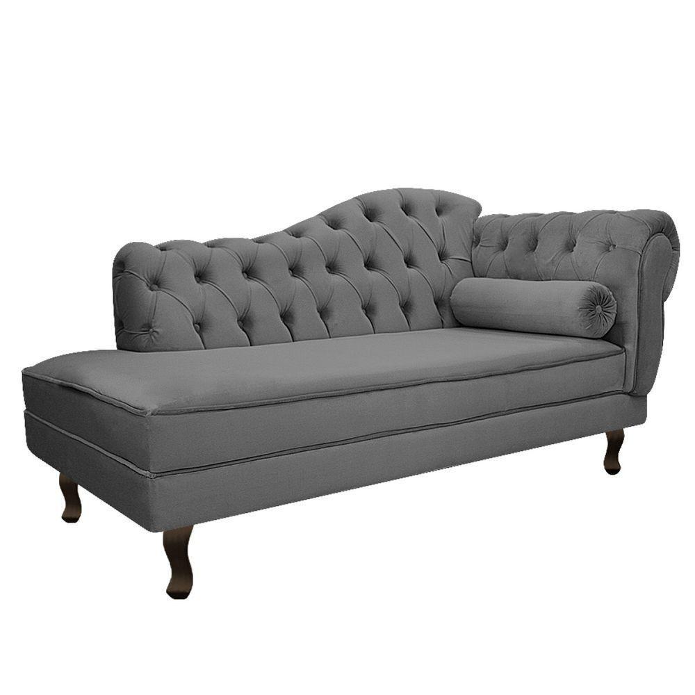 Kit Diva Recamier Diana 140cm Lado Esquerdo e 02 Poltronas Julia Linho Cinza escuro - 6