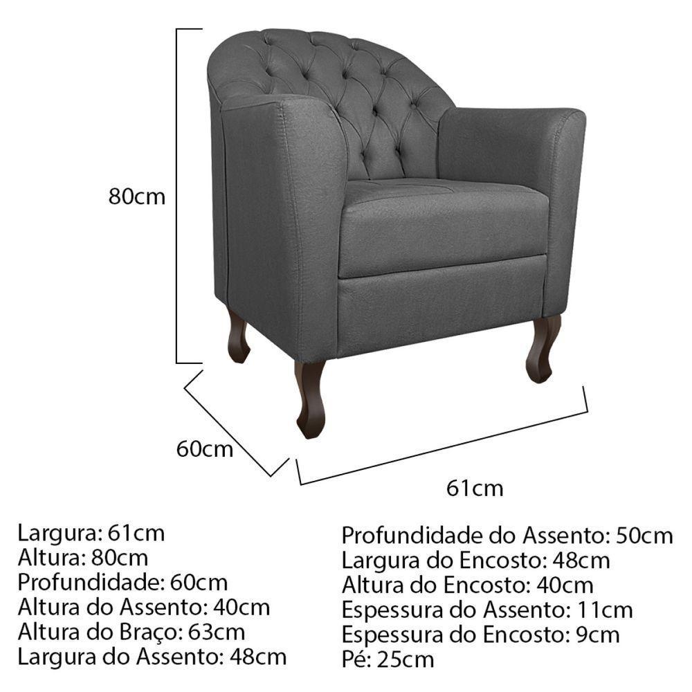 Kit Diva Recamier Diana 140cm Lado Esquerdo e 02 Poltronas Julia Linho Cinza escuro - 8