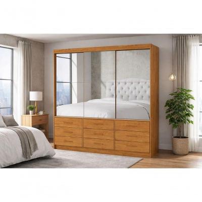 Guarda Roupa 9 Gavetas 3 Portas Espelhado Sunset-grand Line