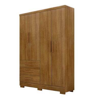 Guarda Roupa Solteiro Com Pés 4 Portas 3 Gavetas - Encant-cumaru - Móveis Novo Horizonte