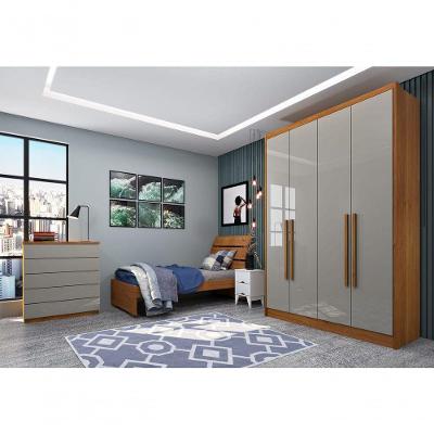 Guarda Roupa Solteiro 4 Portas 2 Gavetas - Dinamarca-cinamomo/off White - Tcil Móveis