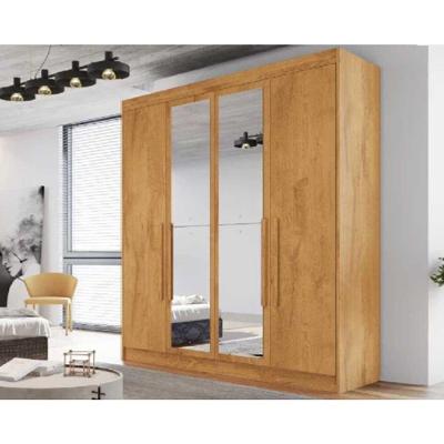 Guarda Roupa Solteiro Com Espelho 4 Portas 3 Gavetas - Nantes-peroba - Móveis Europa