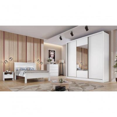 Guarda Roupa Casal Com Espelho 3 Portas 6 Gavetas - Arezzo Plus-branco - Móveis Novo Horizonte
