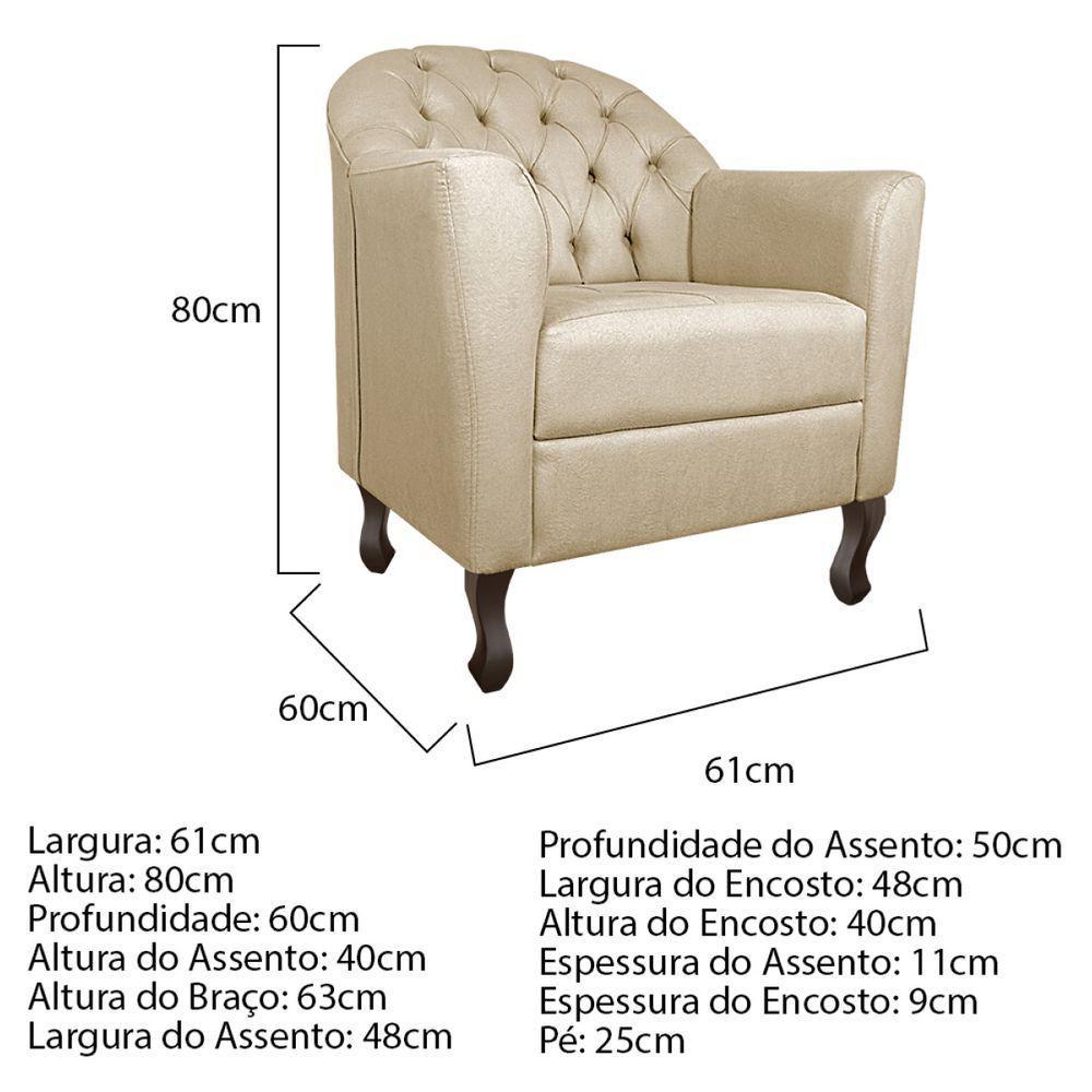 Kit Diva Recamier Diana 140cm Lado Esquerdo e 02 Poltronas Julia ano Bege - 2