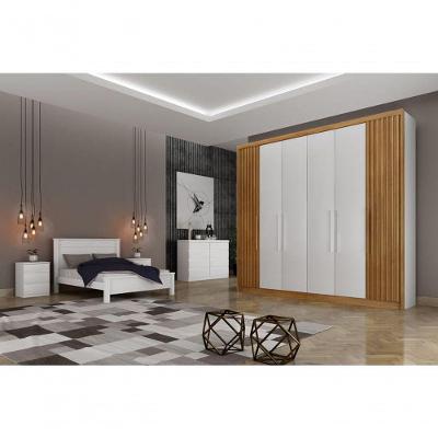 Guarda Roupa Casal 6 Portas 8 Gavetas - Granada Ripado-branco - Móveis Novo Horizonte